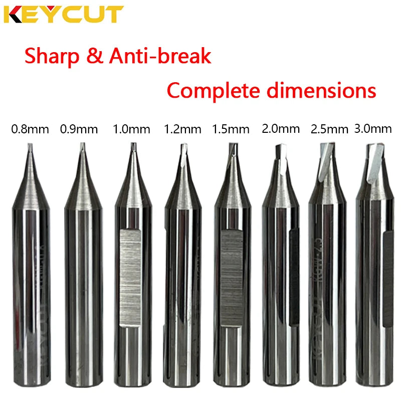 2 Flute Sharp Milling Cutter 0.8mm-3.0mm for Vertical Manual Key Cutting Copy Machine Locksmith Tools