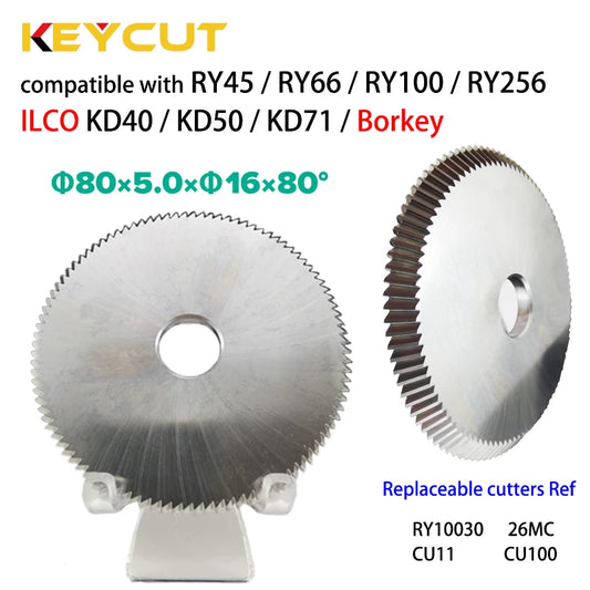 RY10030 CU100 CU11 26MC  80x5x16 Milling Cutter Compatible with RYTAN RY45 ILCO KD40 KD71 Borkey Key Machine Locksmith Tools