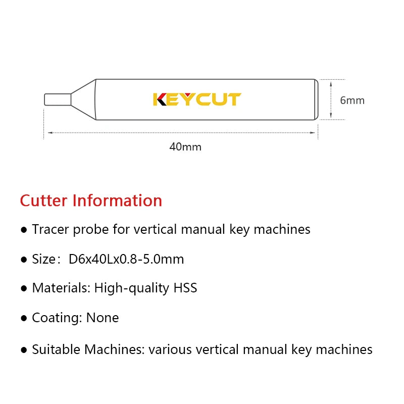 HSS Tracer Point Probe for Various Vertical Manual Key Copy Machine Guide Pin Decoder Locksmith Tools 0.8 0.9 1.0 1.2 1.5 2.0mm