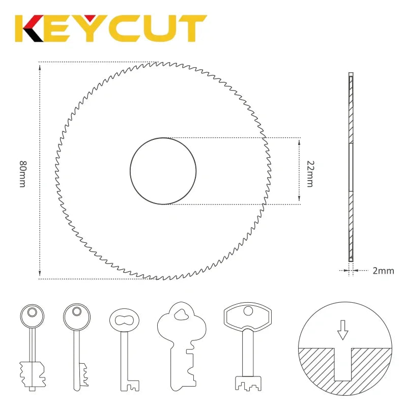 0023DC.C/SG10W Key Machine Carbide Milling Cutter Slotter 80x2.0x22 Compatible with SILCA TECH SILCA LANCER Locksmith Tools