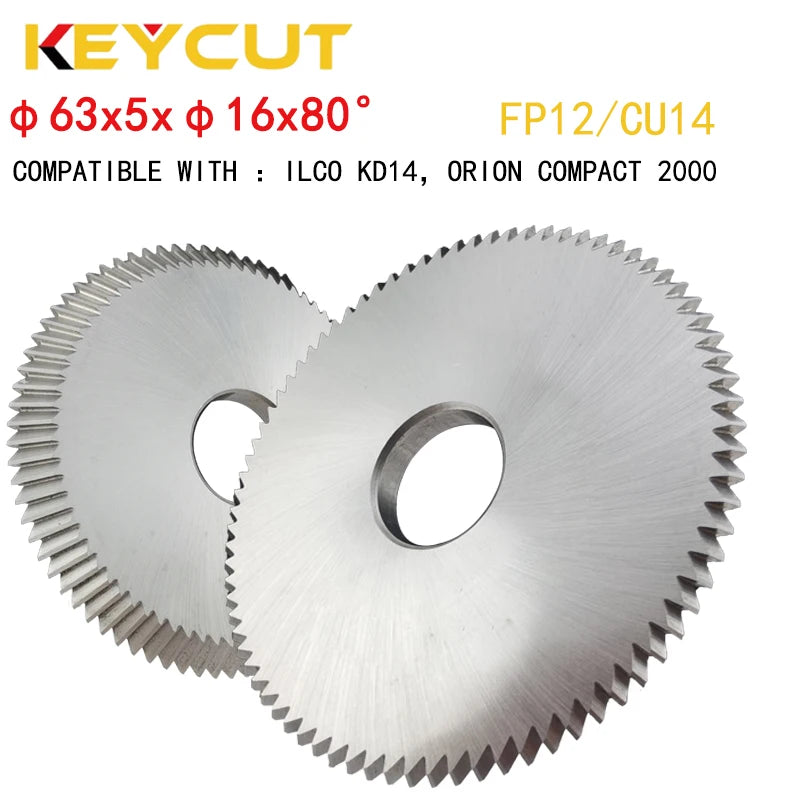 FP12 Cutter Wheel 63x5x16x80° Milling Cutter Compatible with ILCO KD14 ORION compact 2000 Key Duplicator Machine Locksmith Tools