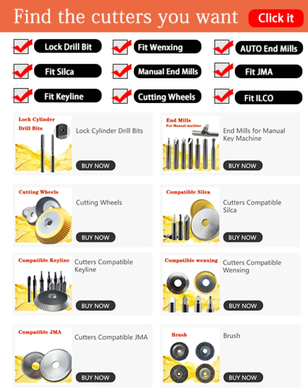 Milling Cutter for Key Duplicating on Manual Vertical Key Copy Machine Locksmith Tools