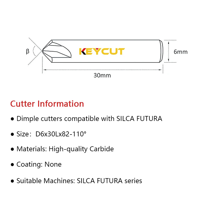 01D 02D 03D 04D 09D 18D Dimple Cutter Compatible with SILCA FUTURA Key Copy Machine Carbide End Mill Locksmith Tools