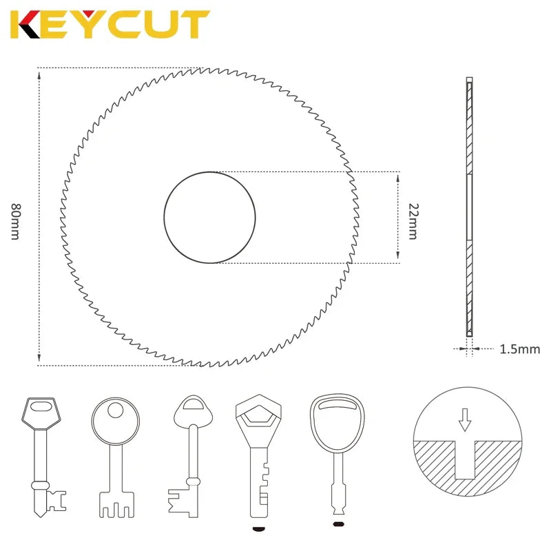 SG1 SG1W 80x1.5x22 Key Milling Cutter Fit with SILCA Omnia DUO/OPERA III IV/TARGA/TECH3/TECHNICA/FASTBIT2/PRIMA LASER MACHINE