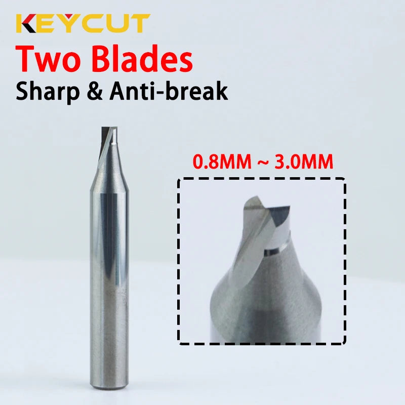 2 Flute Sharp Milling Cutter 0.8mm-3.0mm for Vertical Manual Key Cutting Copy Machine Locksmith Tools