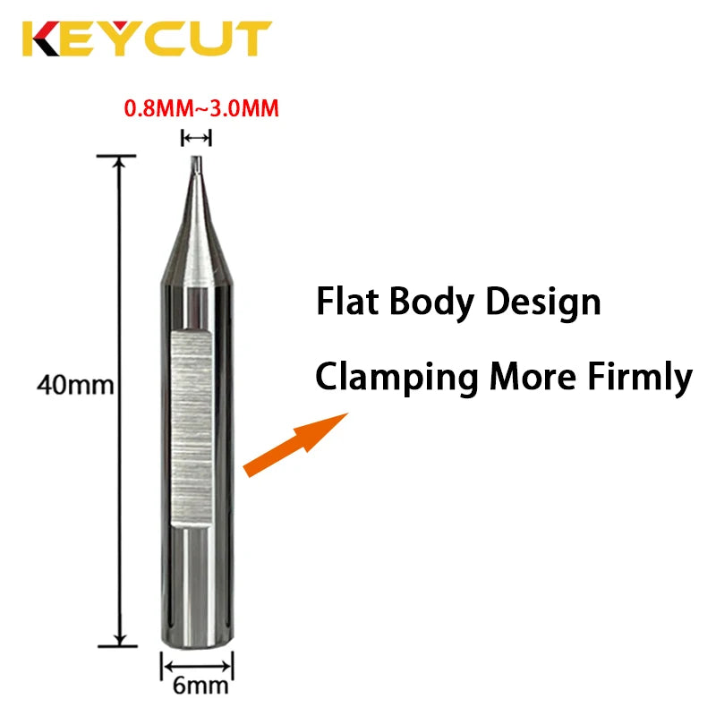 2 Flute Sharp Milling Cutter 0.8mm-3.0mm for Vertical Manual Key Cutting Copy Machine Locksmith Tools